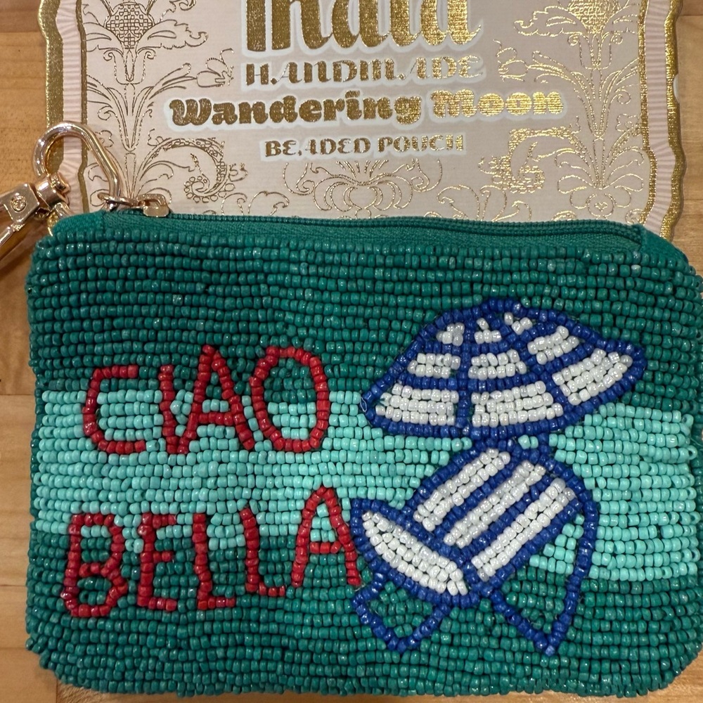 Wandering Mood Ciao Bella Beaded Purse- Teal and Red
